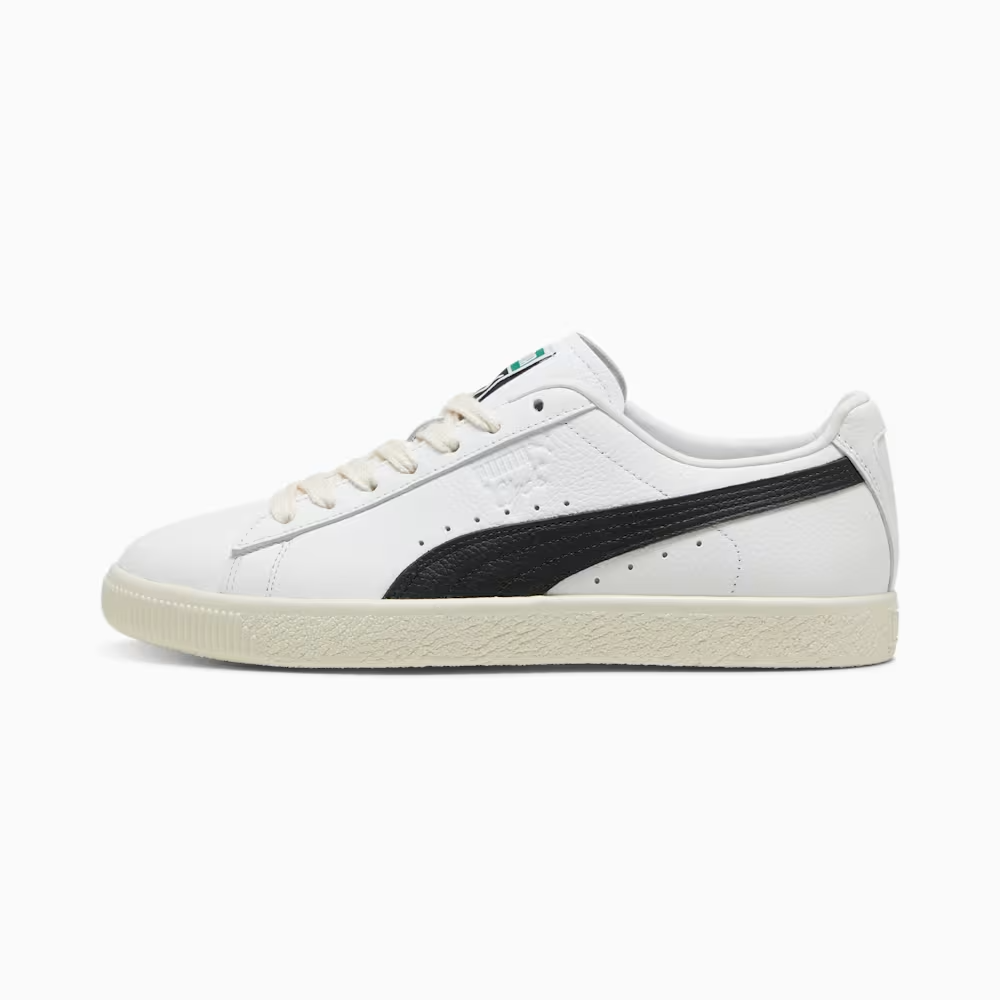 Puma Clyde 39870301 Sneakers Men's White Black Leather Lace-Up Lifestyle Shoes