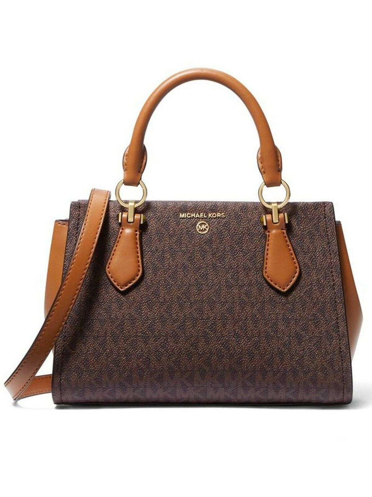 Michael Kors Marilyn Crossbody Bag Women's Small Brown Logo Print.