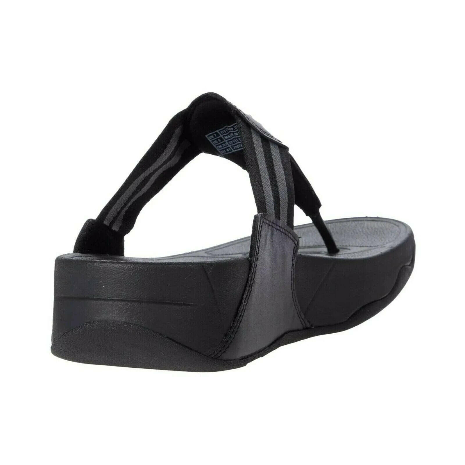 FitFlop Walkstar Toe Post Sandals Women's Black Slip-On Wedge Comfort.