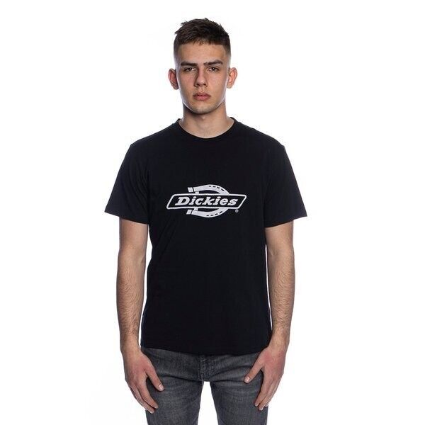 Dickies Mackville T-Shirt Men Medium Black Horseshoe Logo Crew Neck Short Sleeve