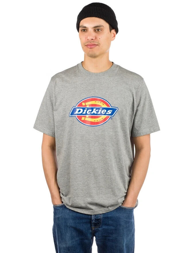 Dickies T-Shirt Men's Gray Horseshoe Logo Crew Neck Short Sleeve Pullover