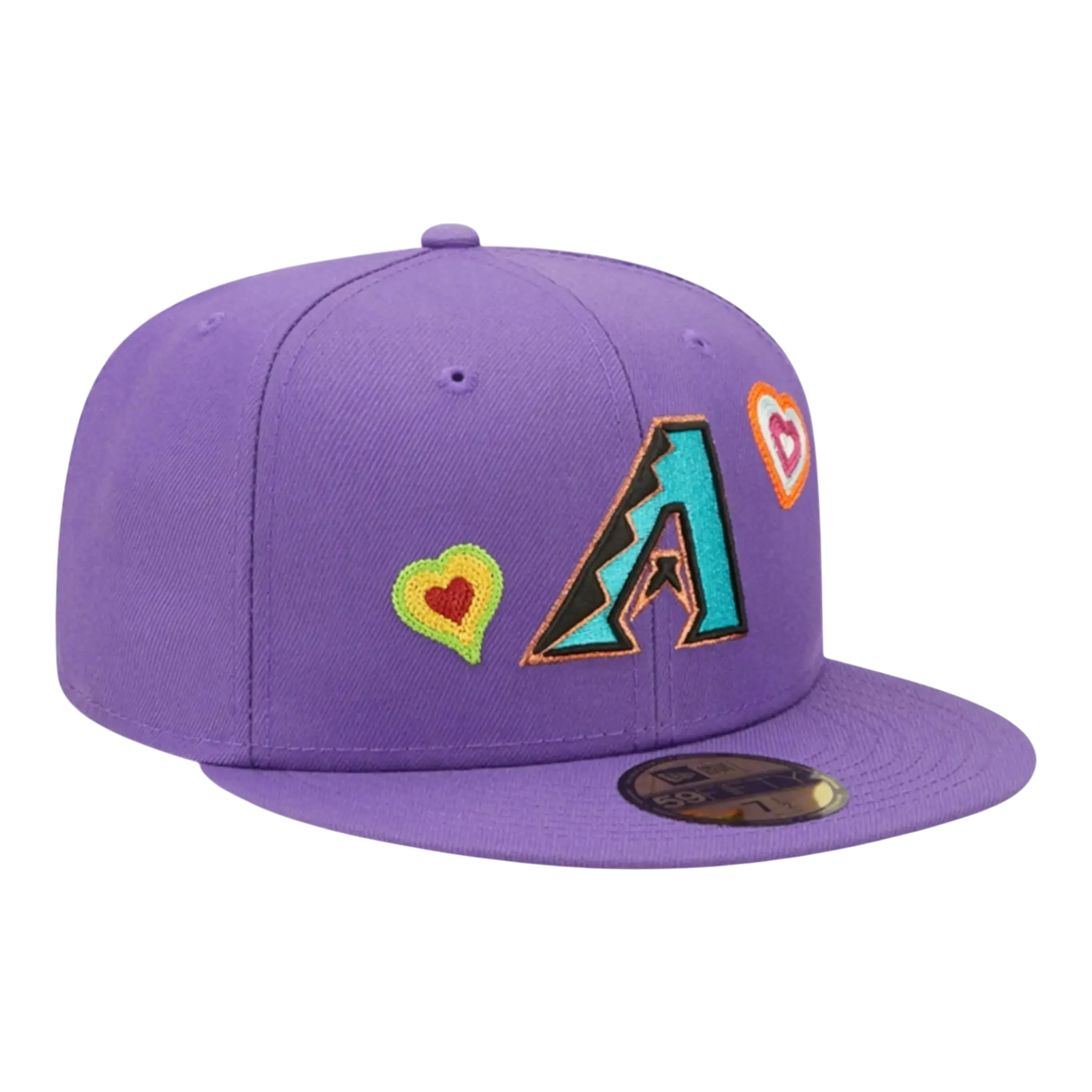 New Era 59Fifty MLB Arizona Diamondbacks Chain Stitch Heart Fitted Hat W/ Pink Undervisor New Era