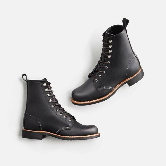 Red Wing Silversmith 3361 Short Boots Women US 7 Black Boundary Leather Lace-Up.