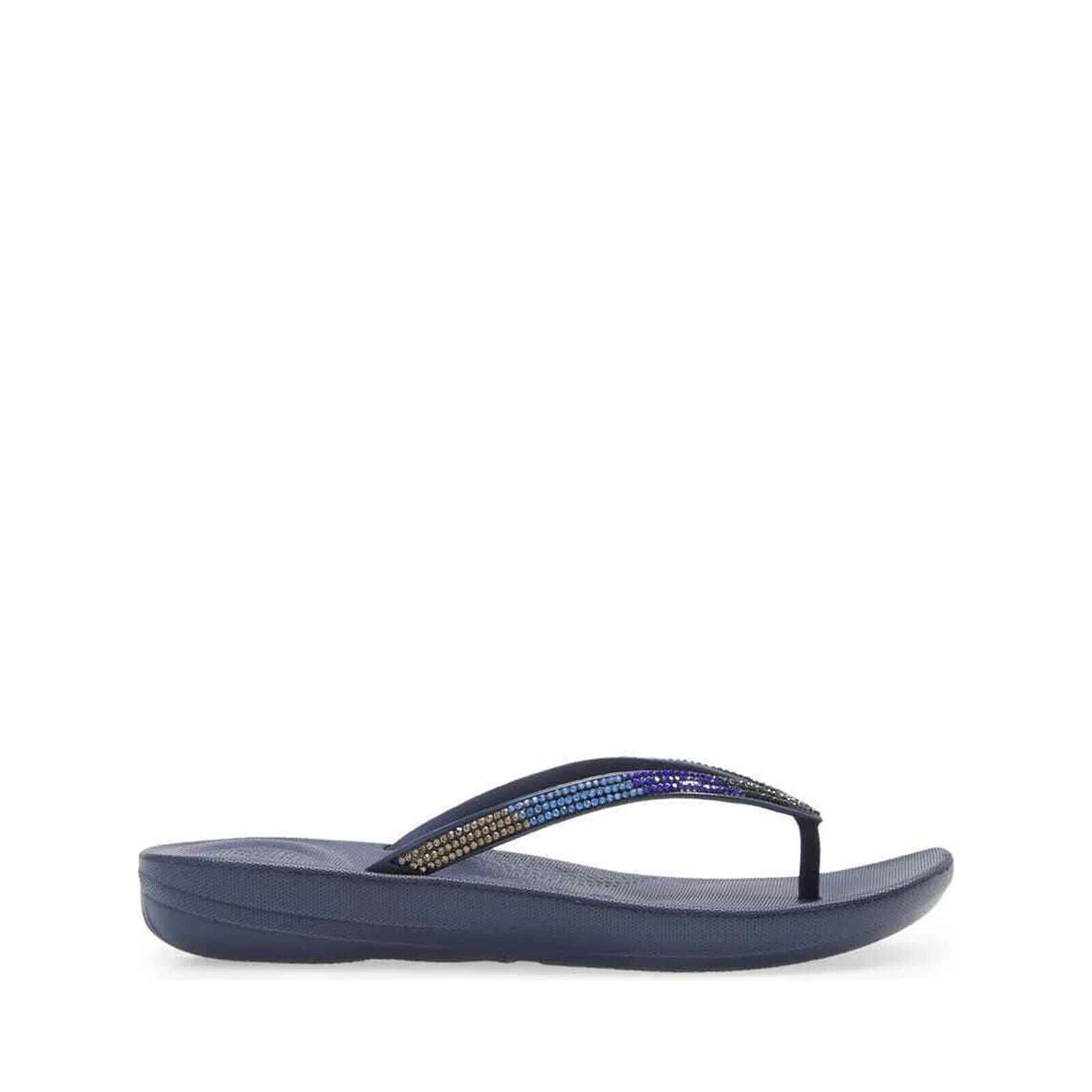 FitFlop Iqushion Flip Flop Sandals Women's Midnight Navy Ombre Sparkle.