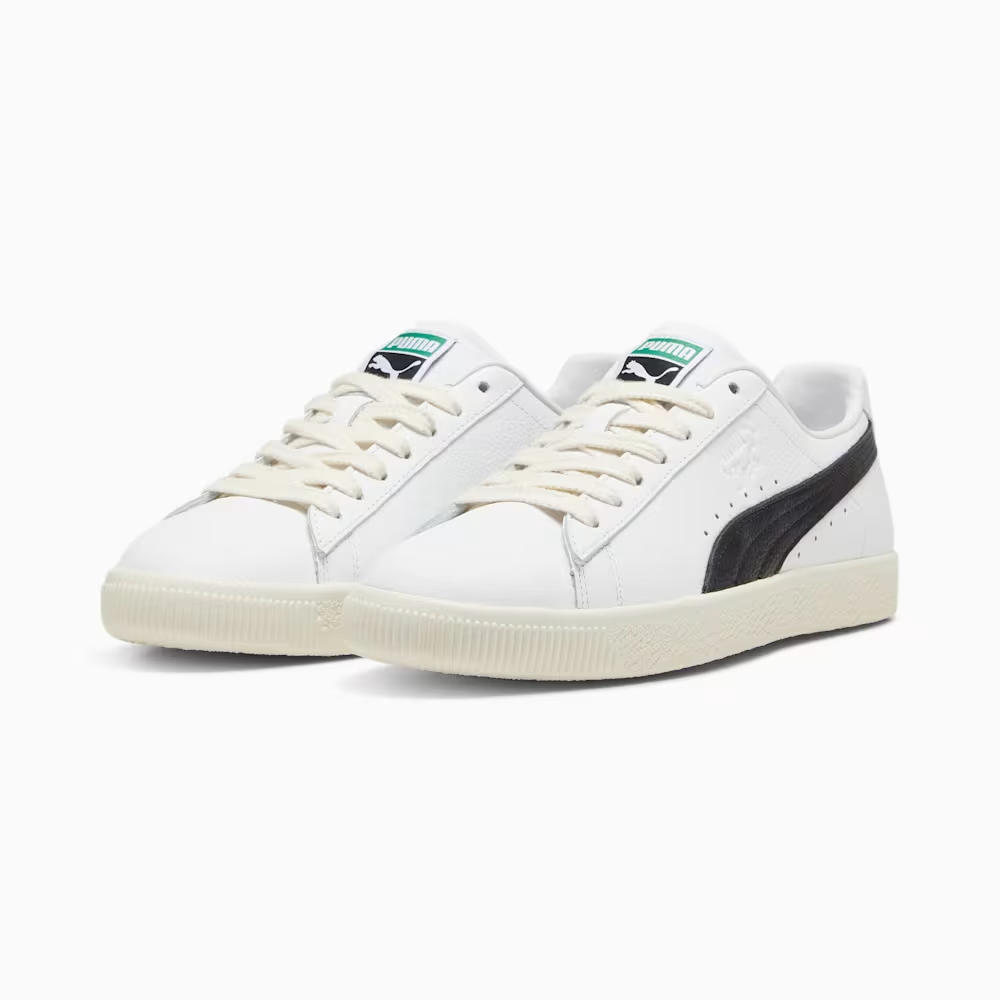 Puma Clyde 39870301 Sneakers Men's White Black Leather Lace-Up Lifestyle Shoes
