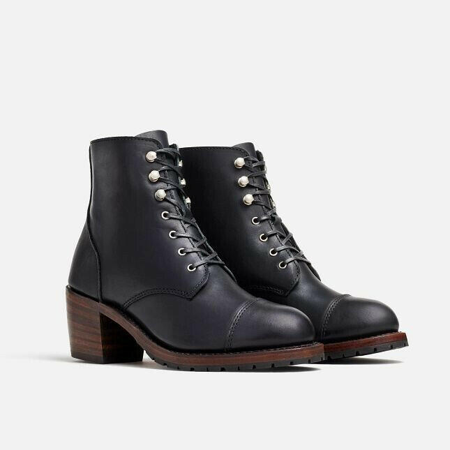 Red Wing Heritage Eileen 3400 Boots Women's Black Leather Toe Cap Block Heel.