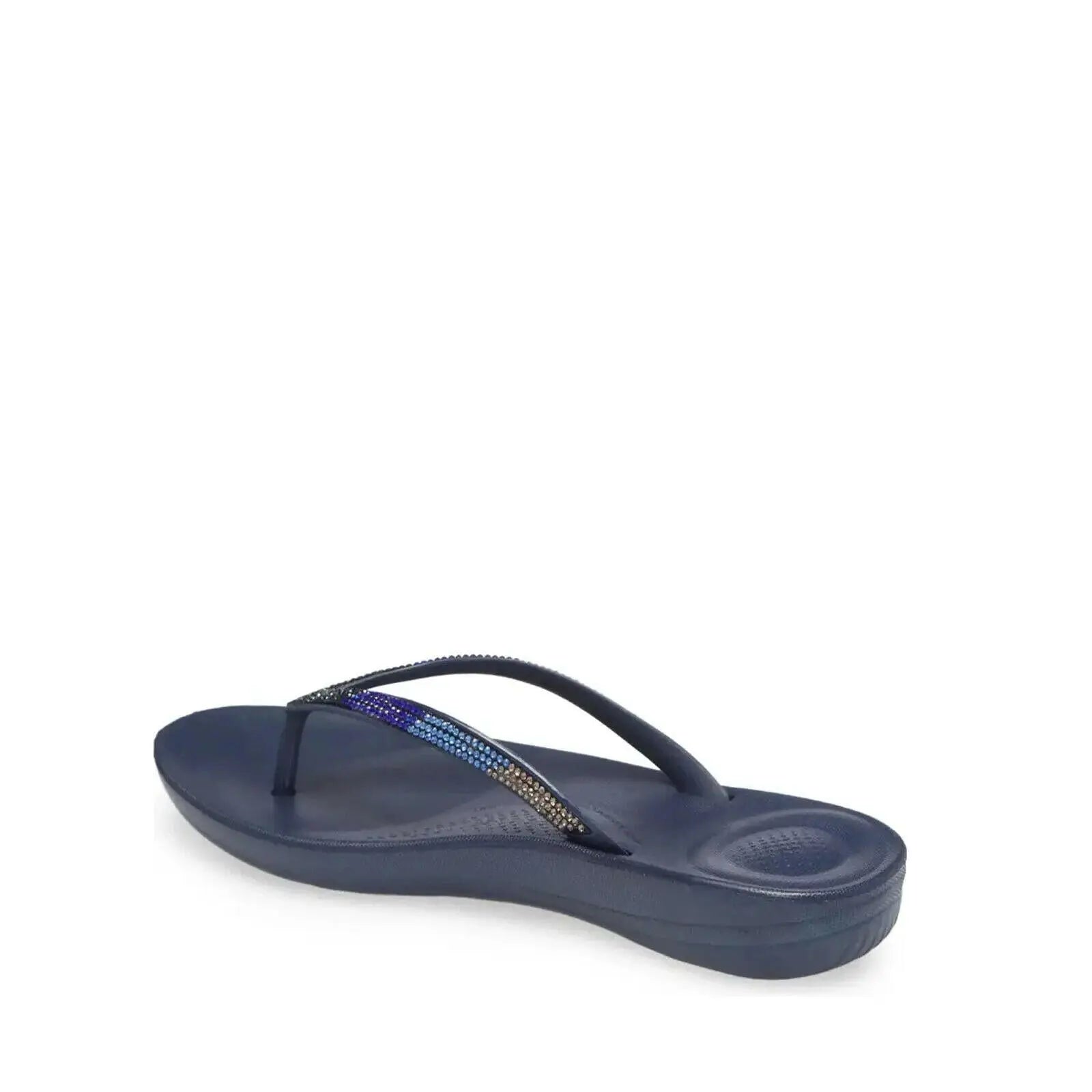 FitFlop Iqushion Flip Flop Sandals Women's Midnight Navy Ombre Sparkle.