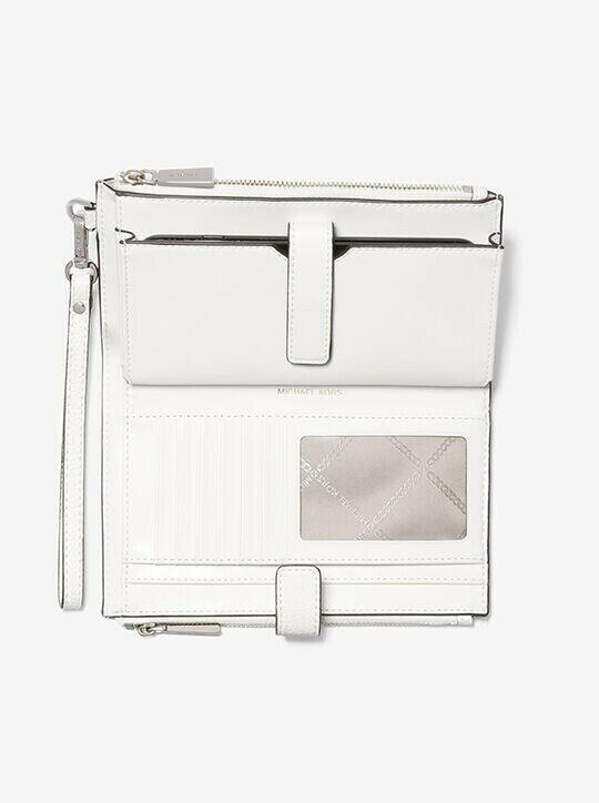 Michael Kors Adele Wristlet OS Optic White Leather Smartphone Wallet.