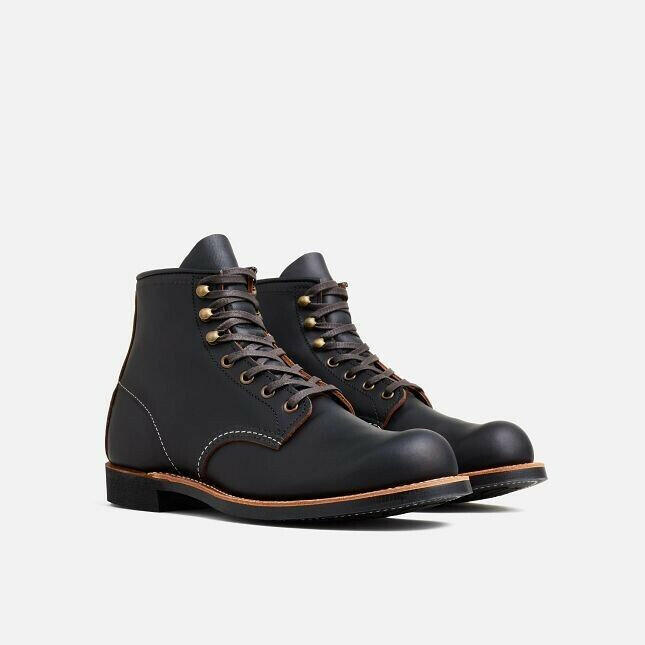 Red Wing Heritage Blacksmith 3345 Men Black Leather Round Toe 6-Inch Ankle Boots.