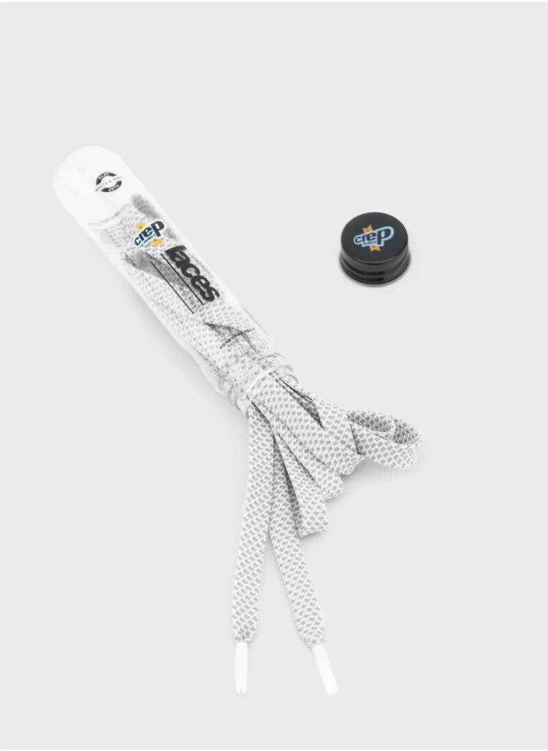 Crep Protect Ultimate Flat Shoe Laces White Gray Durable Stylish Sneaker Fit