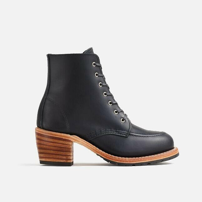 Red Wing Heritage Clara 3405 Boots Women's Black Leather Lace Up Block Heel.