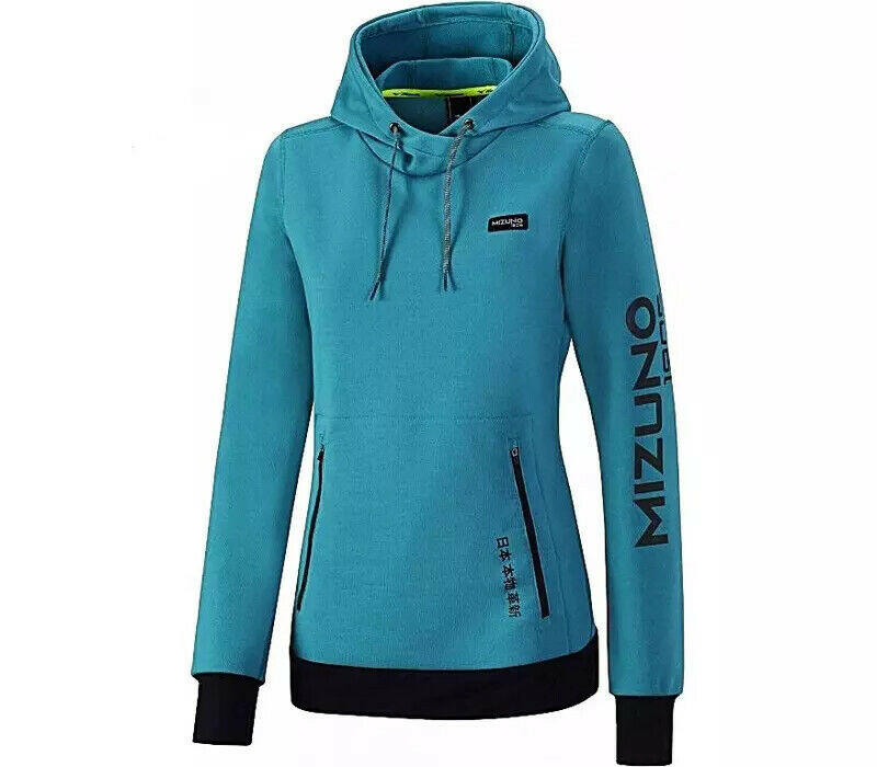 Mizuno Heritage Hooded Sweatshirt Women's S Blue Long Sleeve Pullover.