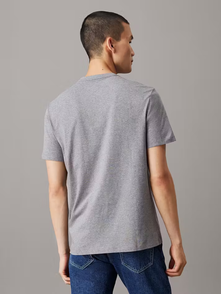 Calvin Klein T-Shirt Men's Gray Cotton Monogram Short Sleeve Tee