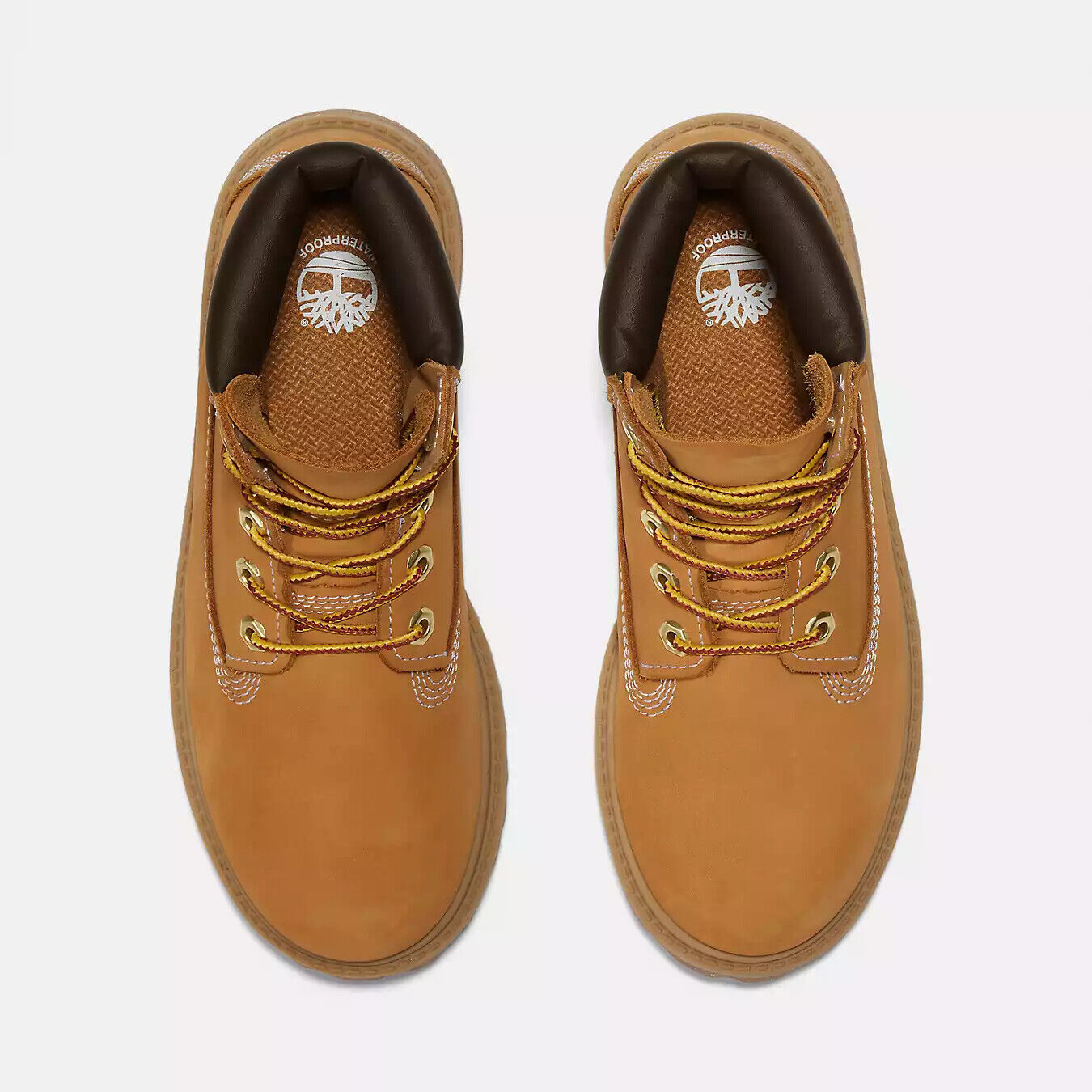 Timberland Premium Combat Boots Kids Wheat Leather 6-Inch Waterproof