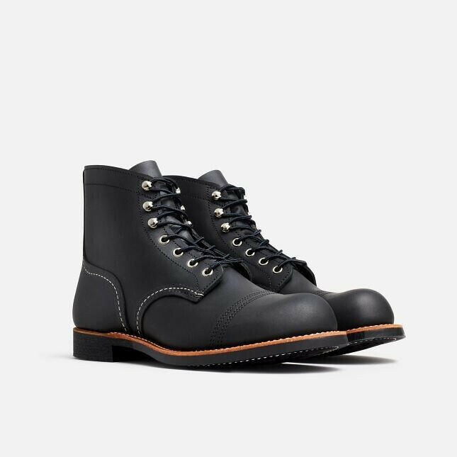 Red Wing Iron Ranger 8084 Men's Black Leather Toe Cap Comfort 6-Inch Ankle Boots.