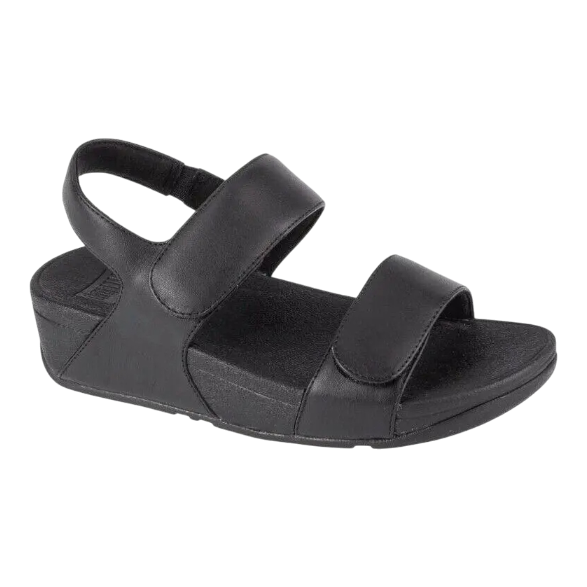 FitFlop LULU Slide Sandals Women Black Leather Adjustable Strap Slip On FitFlop