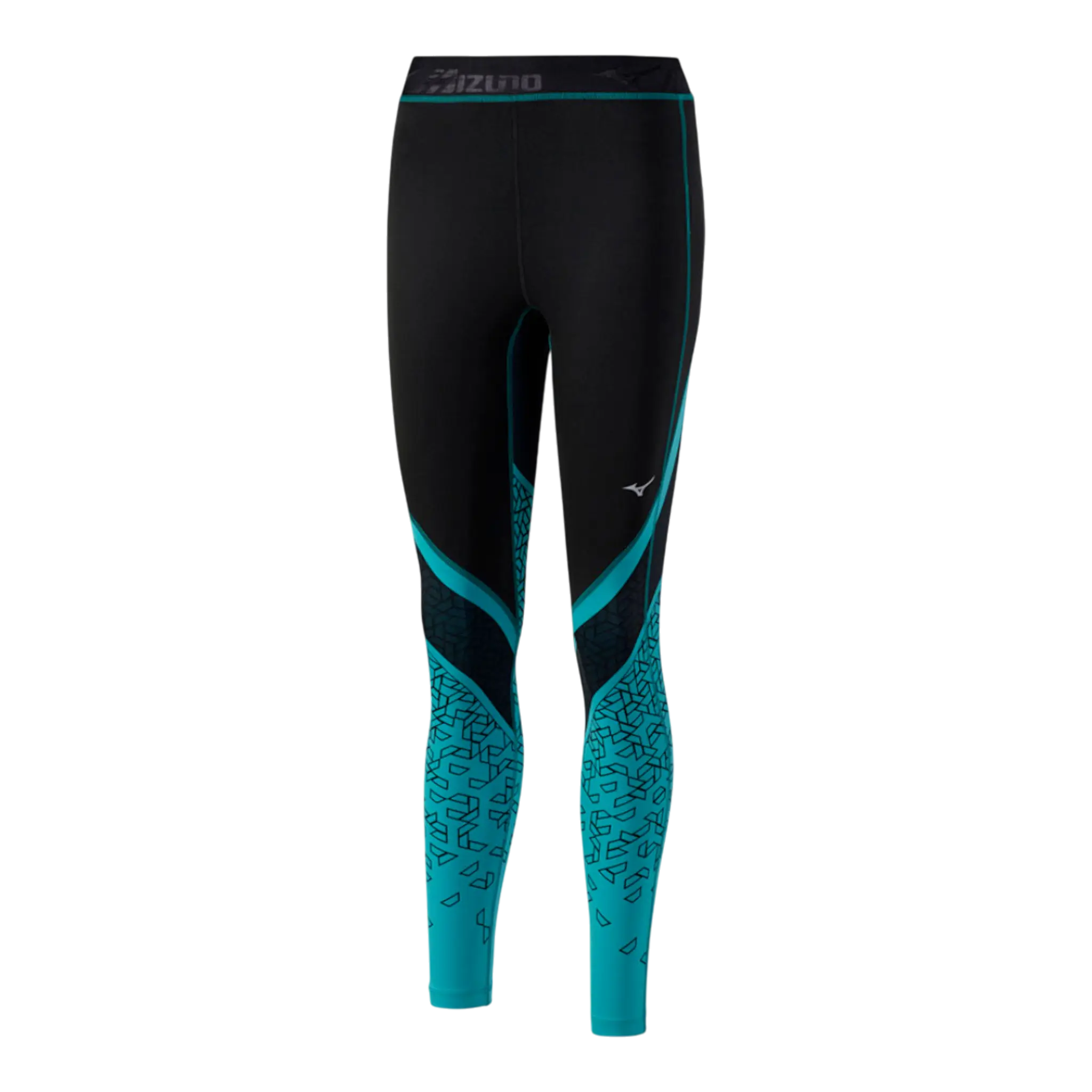 Mizuno Impulse Tights Women's Black Polyester Printed Elastic Waist Mizuno