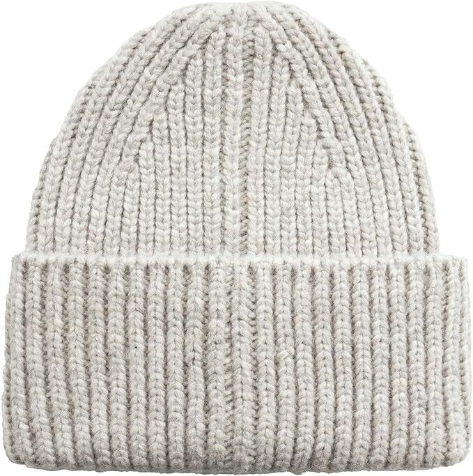 Ugg Chunky 20061-LGRY Beanie Women's Gray Rib Knit Logo Patch Fold Over Cuff Hat