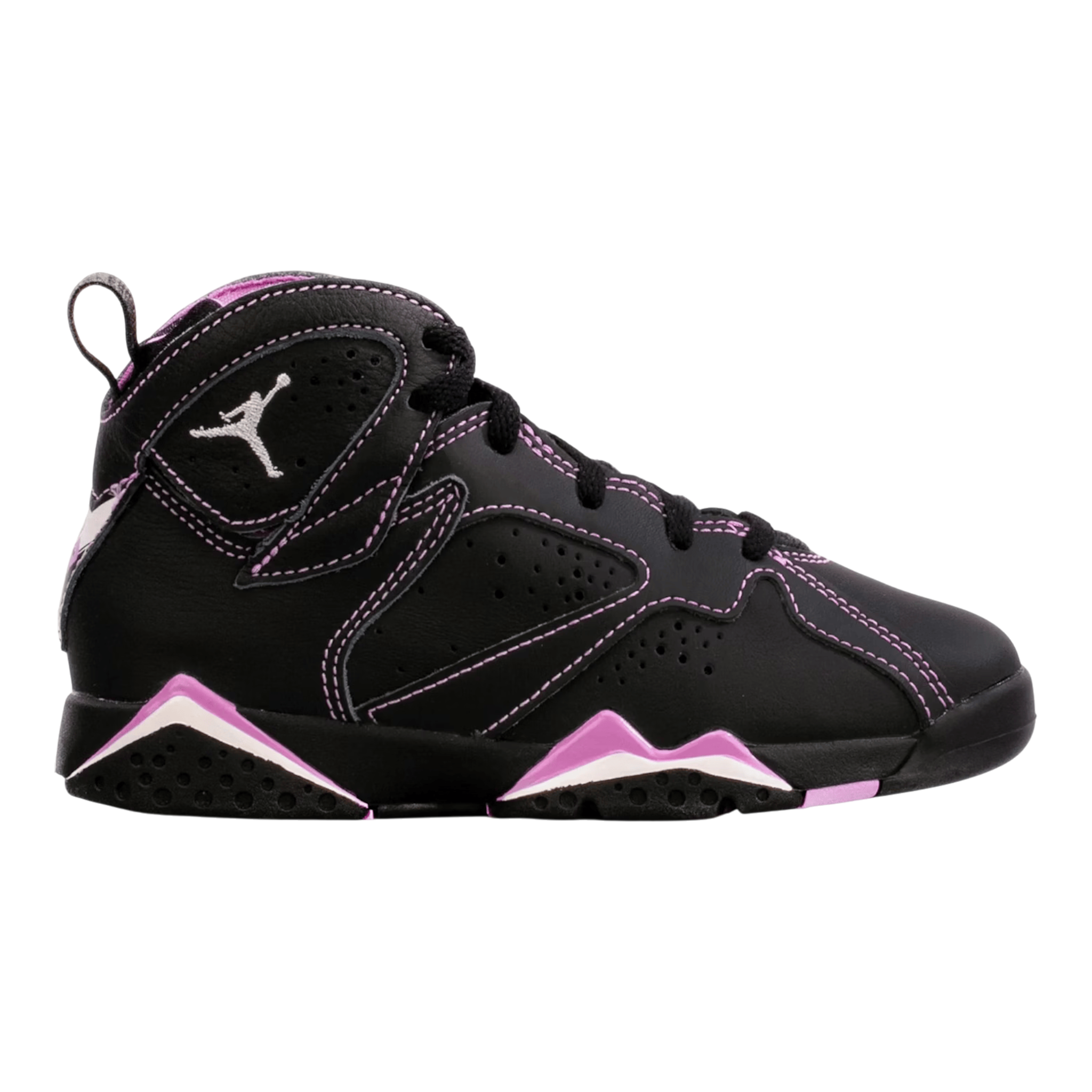 Jordan 7 Retro Kids Shoes Black/Barely Grape/Rush Fuchsia