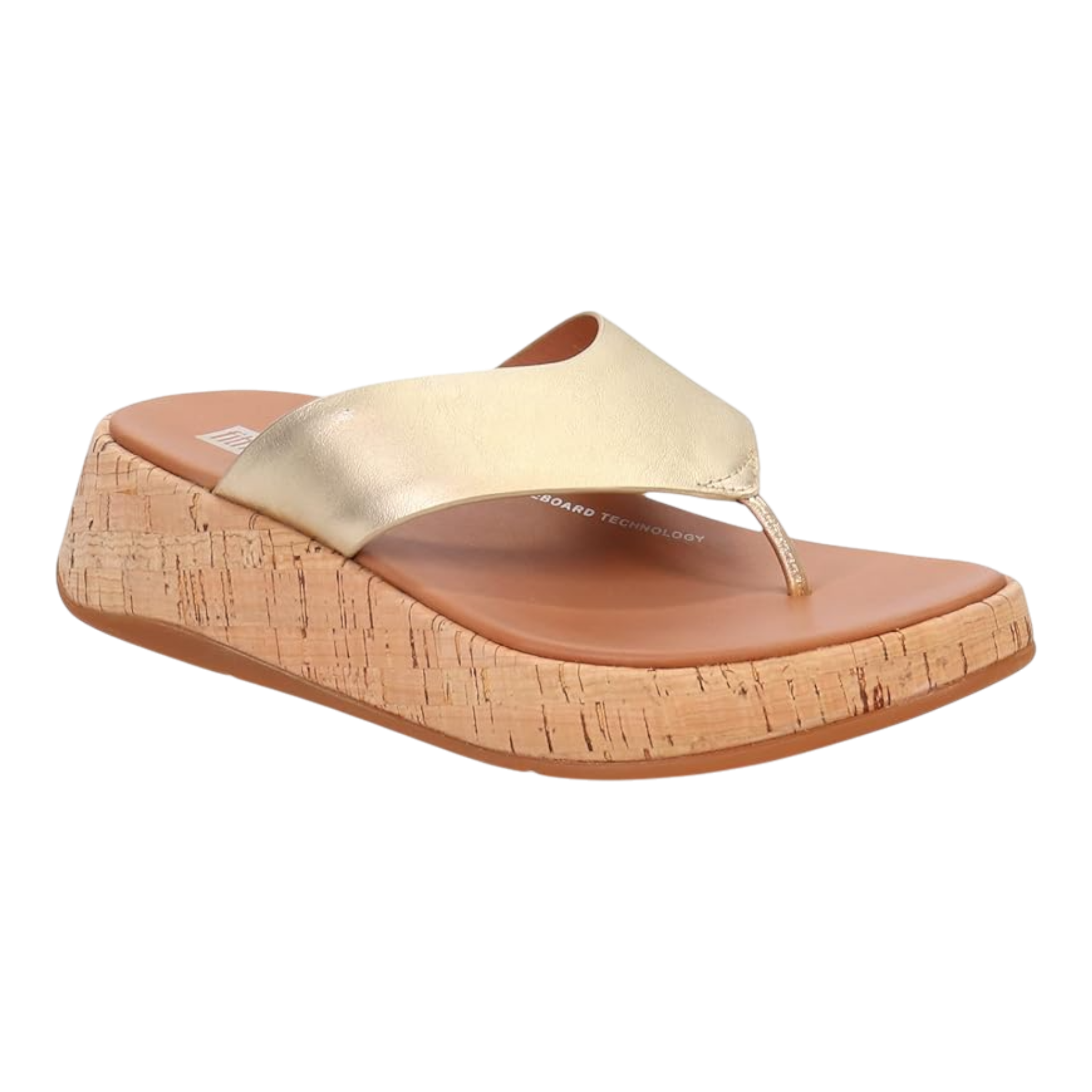 FitFlop F-Mode Leather/Cork Flatform Toe Women’s Sandals – Platino