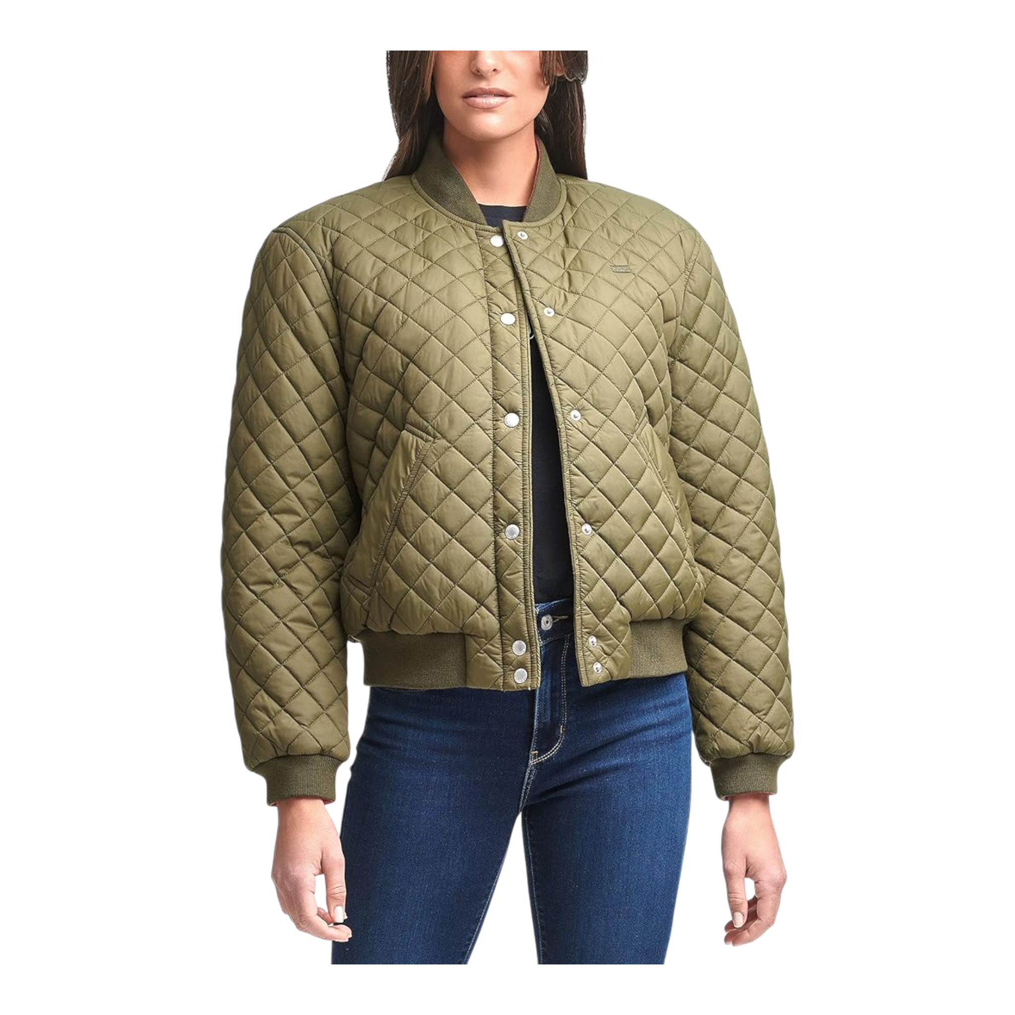 Levi's Diamond Quilt Sherpa Bomber Jacket Women’s Army Green