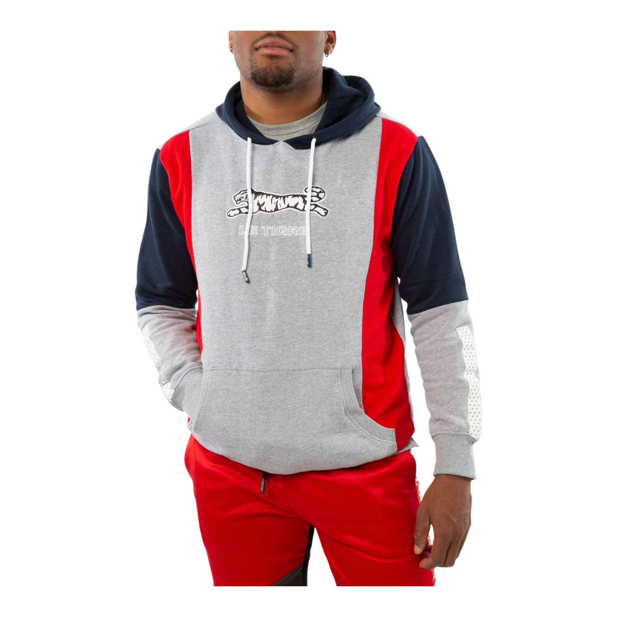 Le Tigre Lincoln Pullover Hoodie Men’s – Grey/Navy/Red