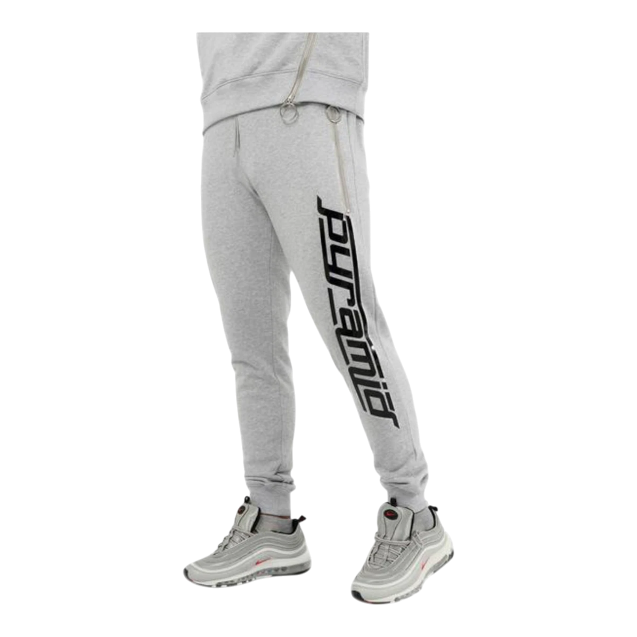 Black Pyramid Slant Zipper Men’s Jogger Pants – Heather Grey