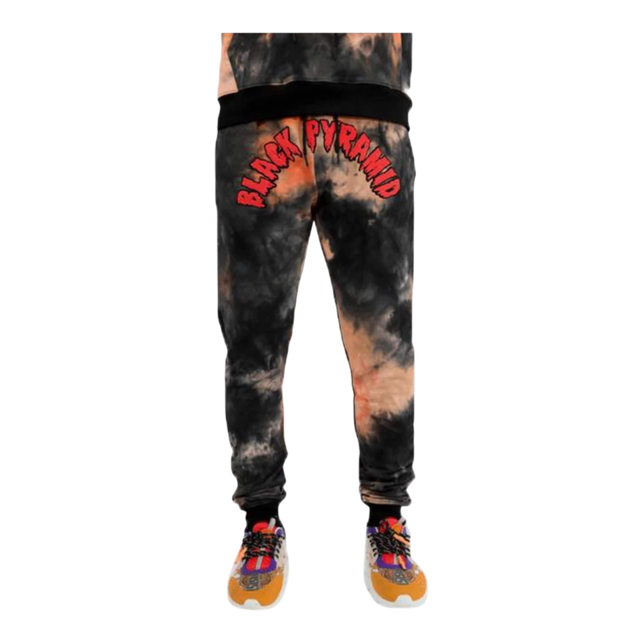 Black Pyramid Tie Dye Drip Men’s Jogger Pants – Pink/Red