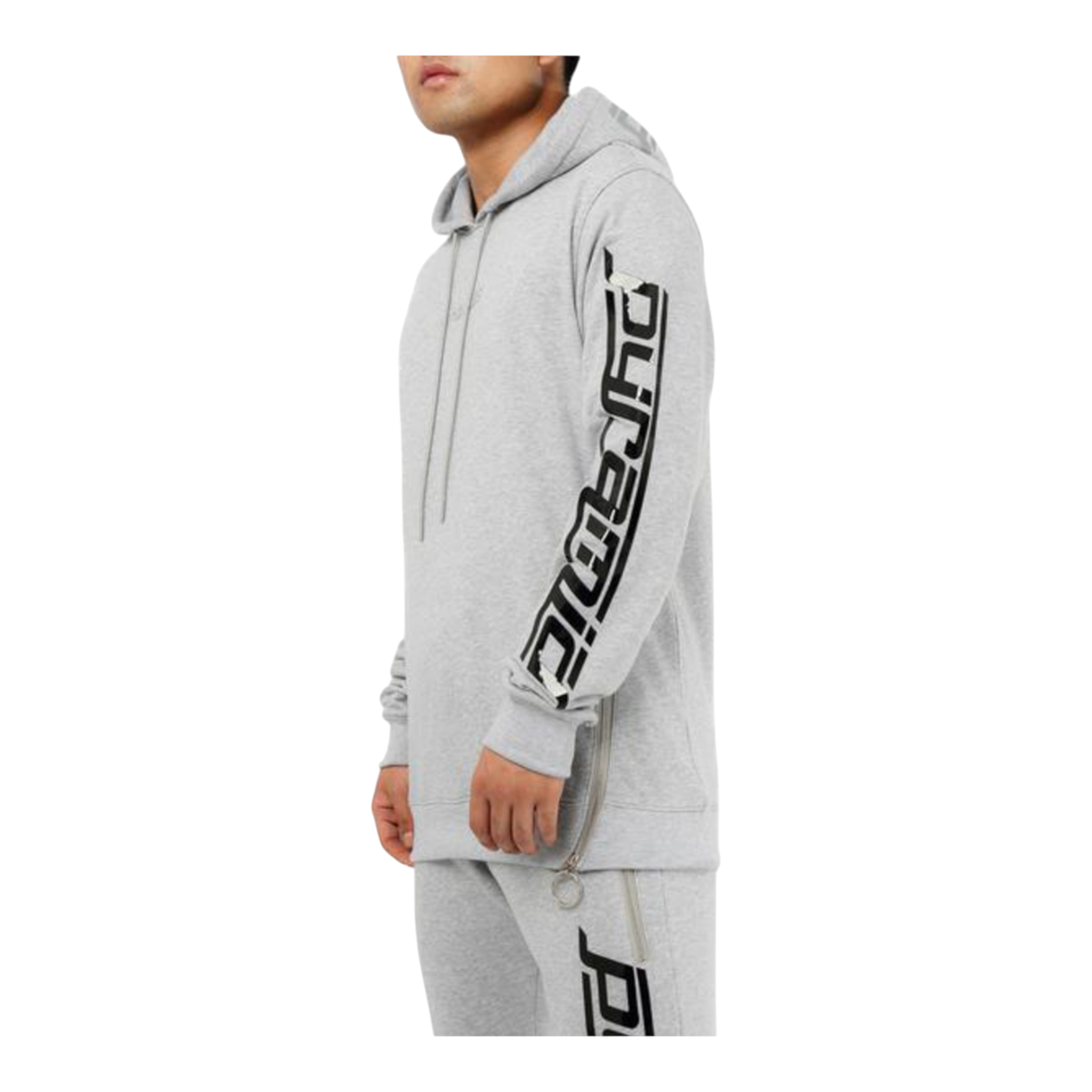 Black Pyramid Slant Zipper Men’s Hoodie – Heather Grey