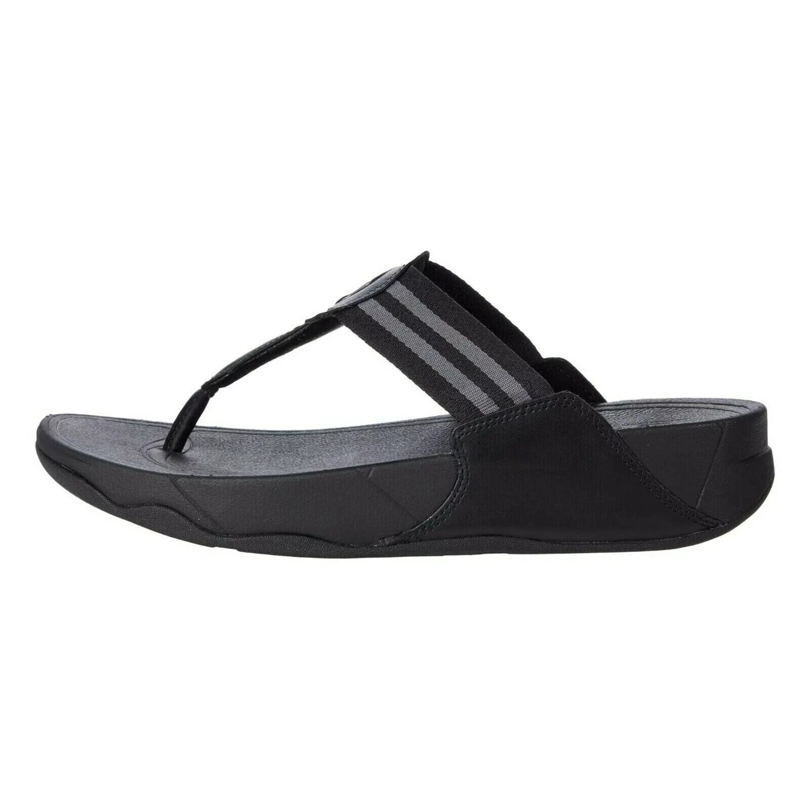 FitFlop Walkstar Toe Post Sandals Women's Black Slip-On Wedge Comfort.