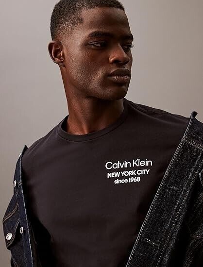 Calvin Klein 40BM806-001 T-Shirt Men's Black NYC Since 1968 Graphic Short Sleeve
