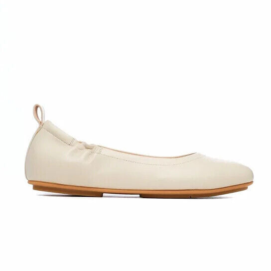 FitFlop Allegro Ballerina Flat Women's Stone Beige Leather Slip-On Shoes