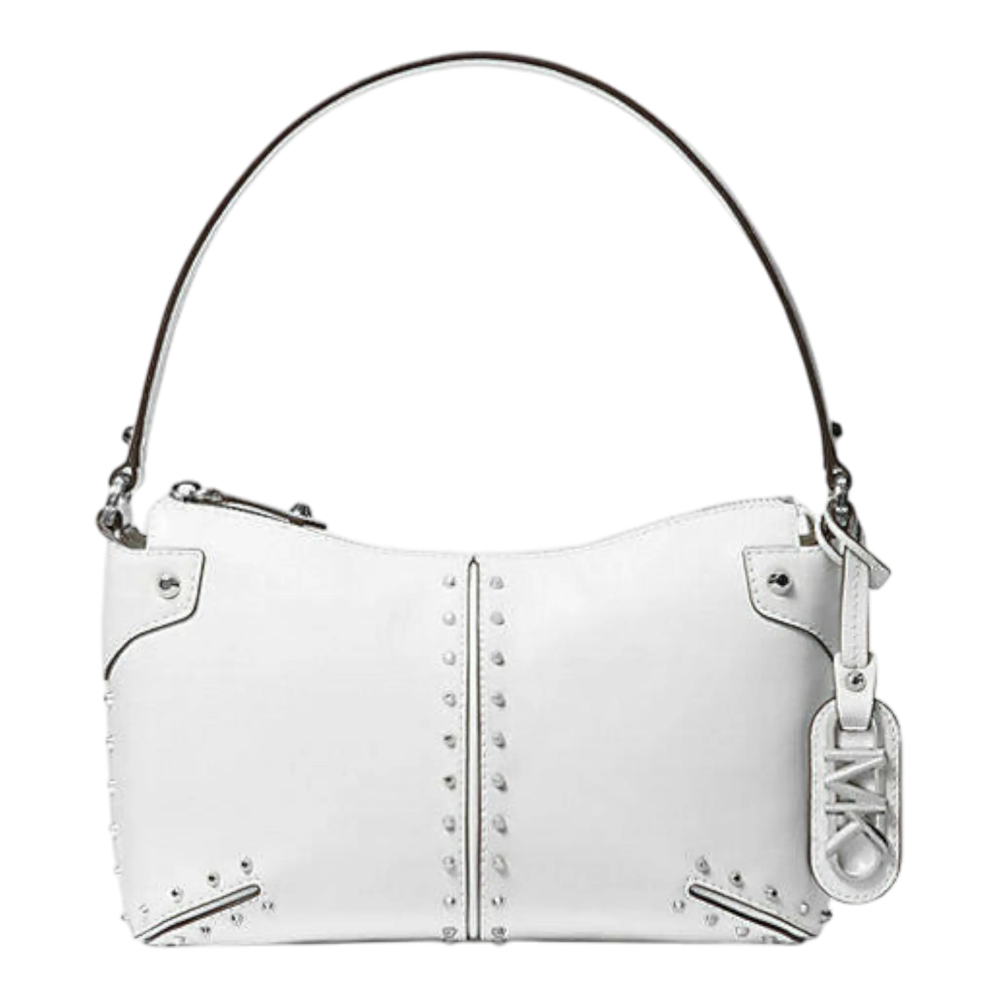Michael Kors Astor Shoulder Bag Women Large White Leather Studded Michael Kors