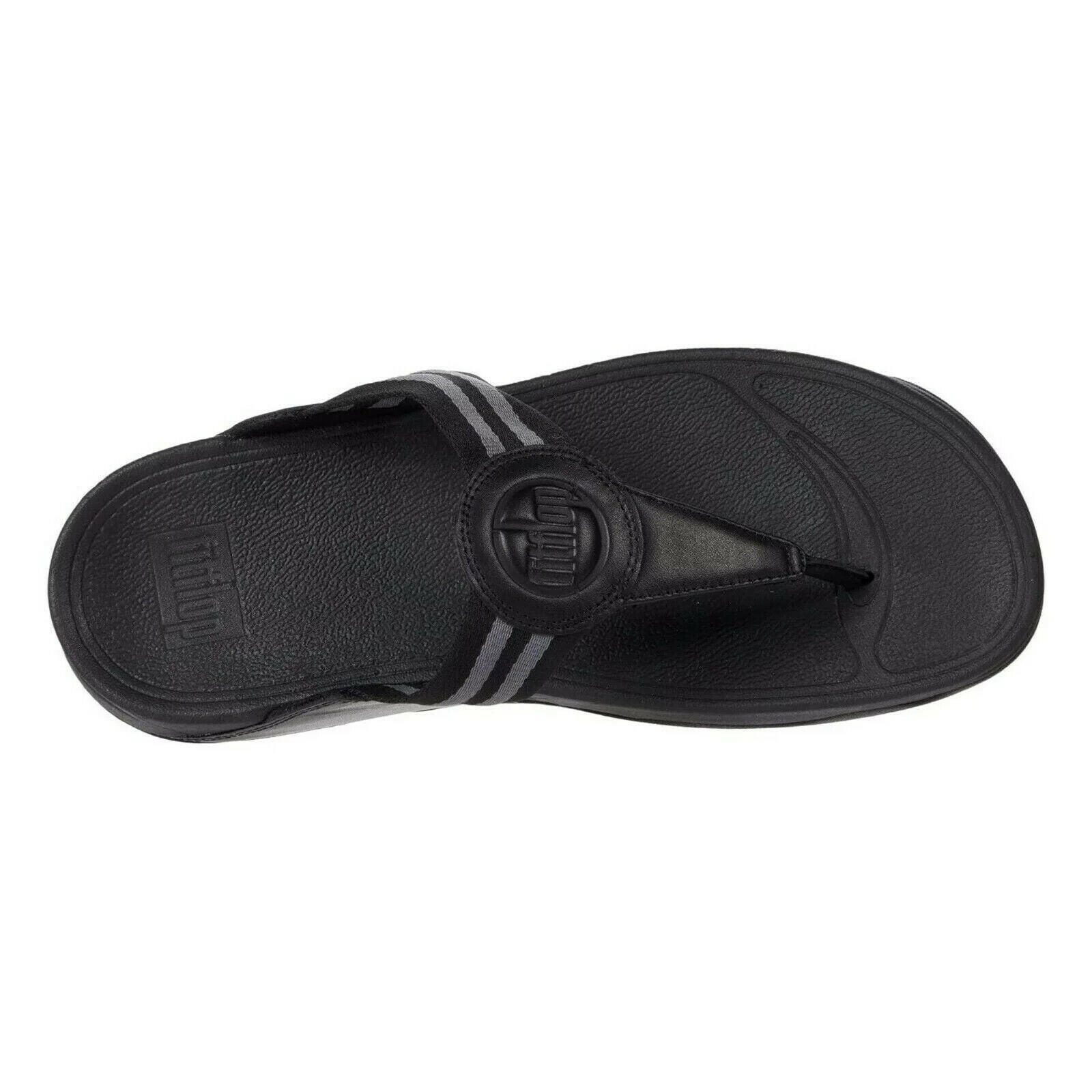 FitFlop Walkstar Toe Post Sandals Women's Black Slip-On Wedge Comfort.