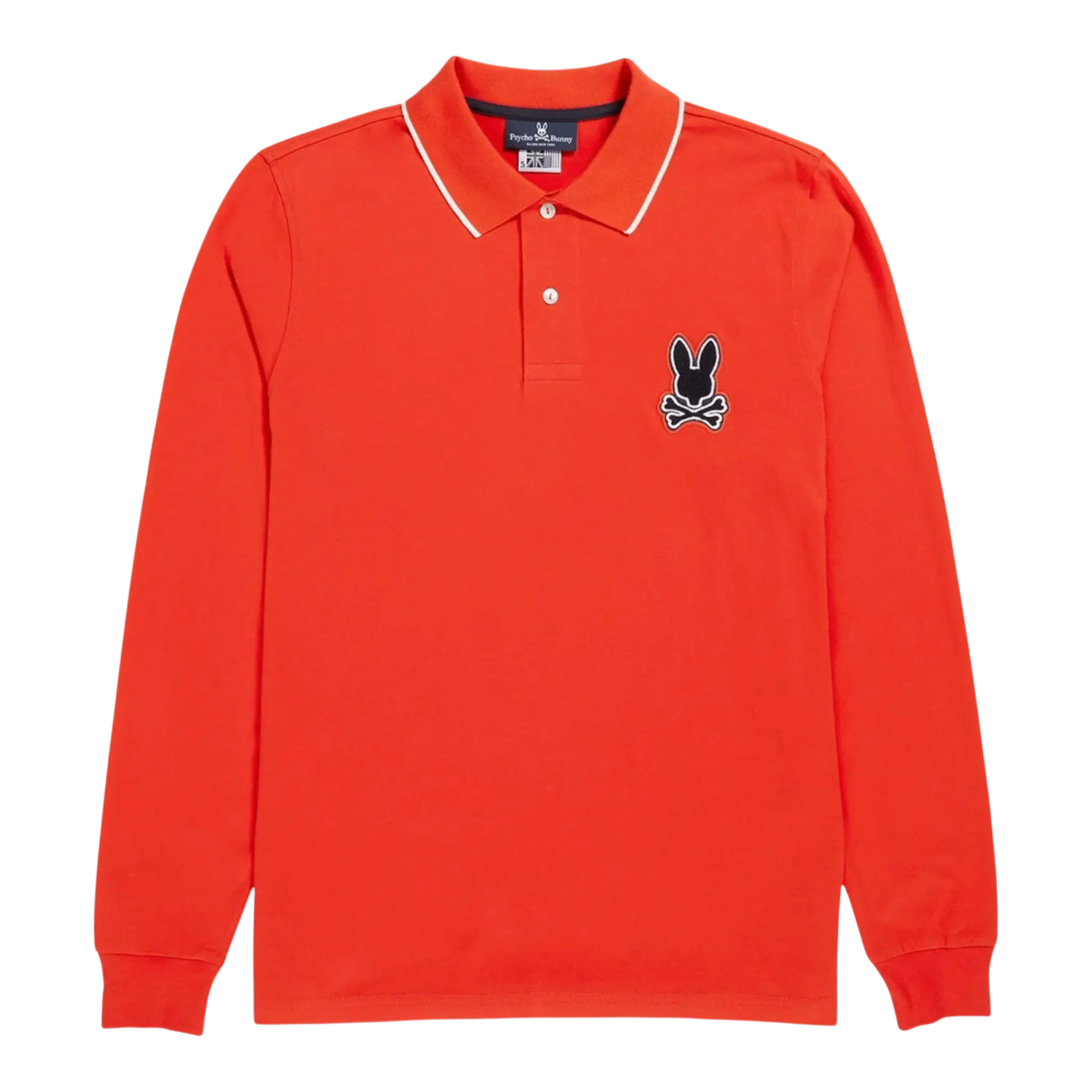 Psycho Bunny Patchin Jersey Chenille Bunny Logo Long Sleeve Polo Men's Shirt Psycho Bunny