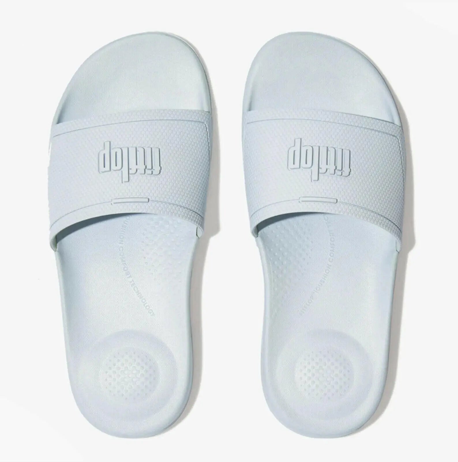 FitFlop Iqushion Pool Slide Slipper Women's Seafoam Blue Comfort Slip-On.