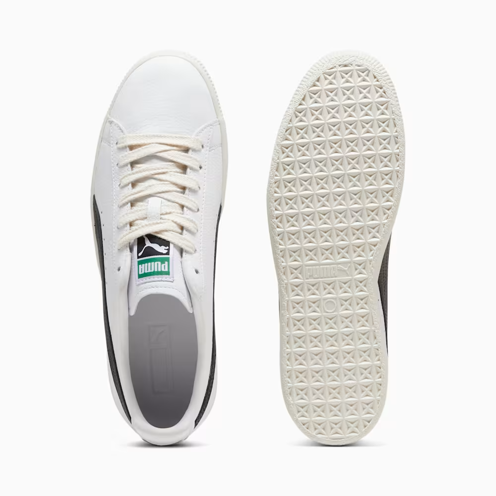 Puma Clyde 39870301 Sneakers Men's White Black Leather Lace-Up Lifestyle Shoes