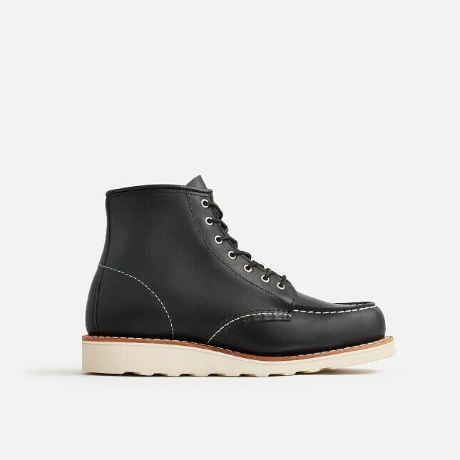 Red Wing Classic 3373 6" Boots Women's Black Boundary Leather Moc Toe Lace-Up.