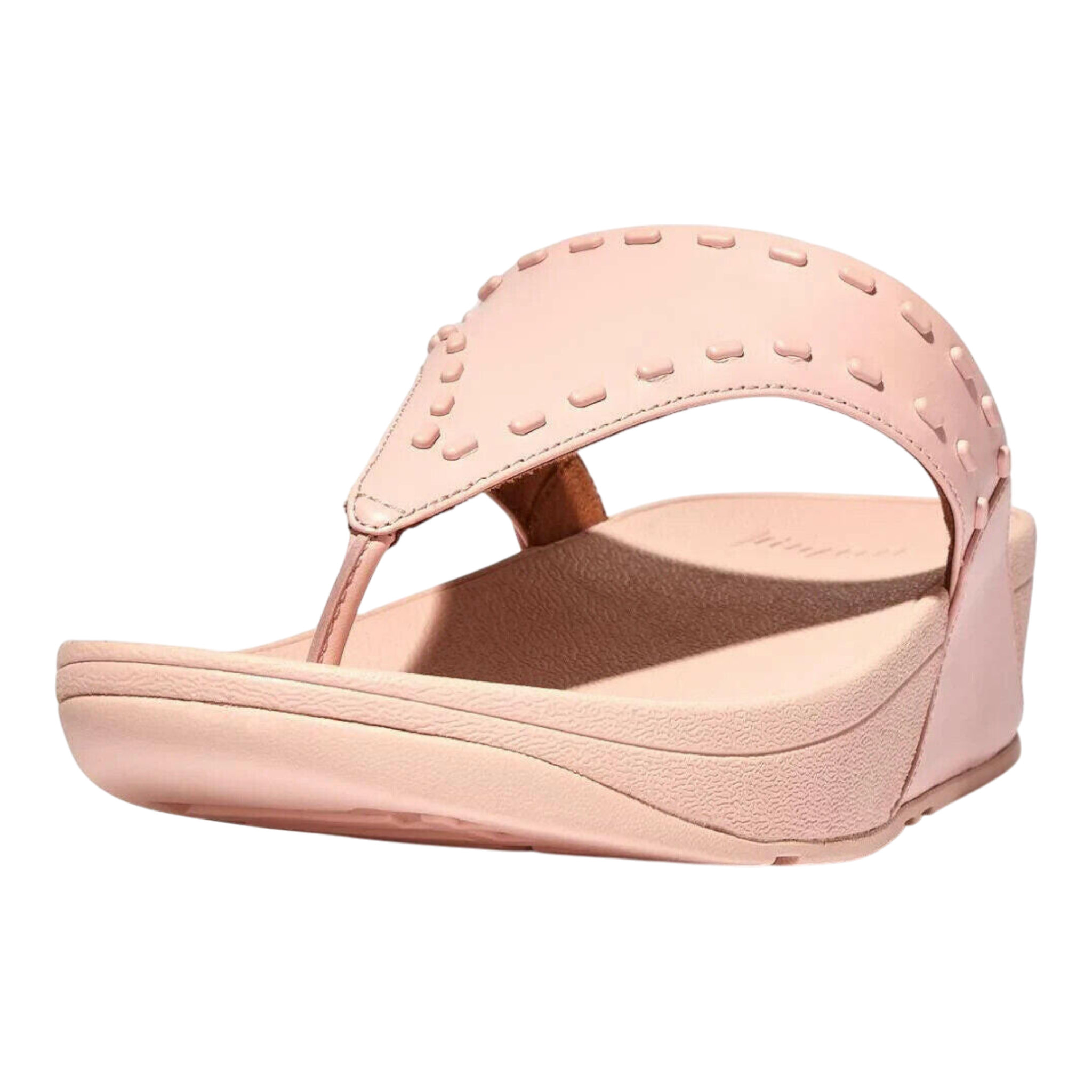 FitFlop Lulu Toe-Post Sandals Women's Pink Salt Leather Rubber-Stud FitFlop