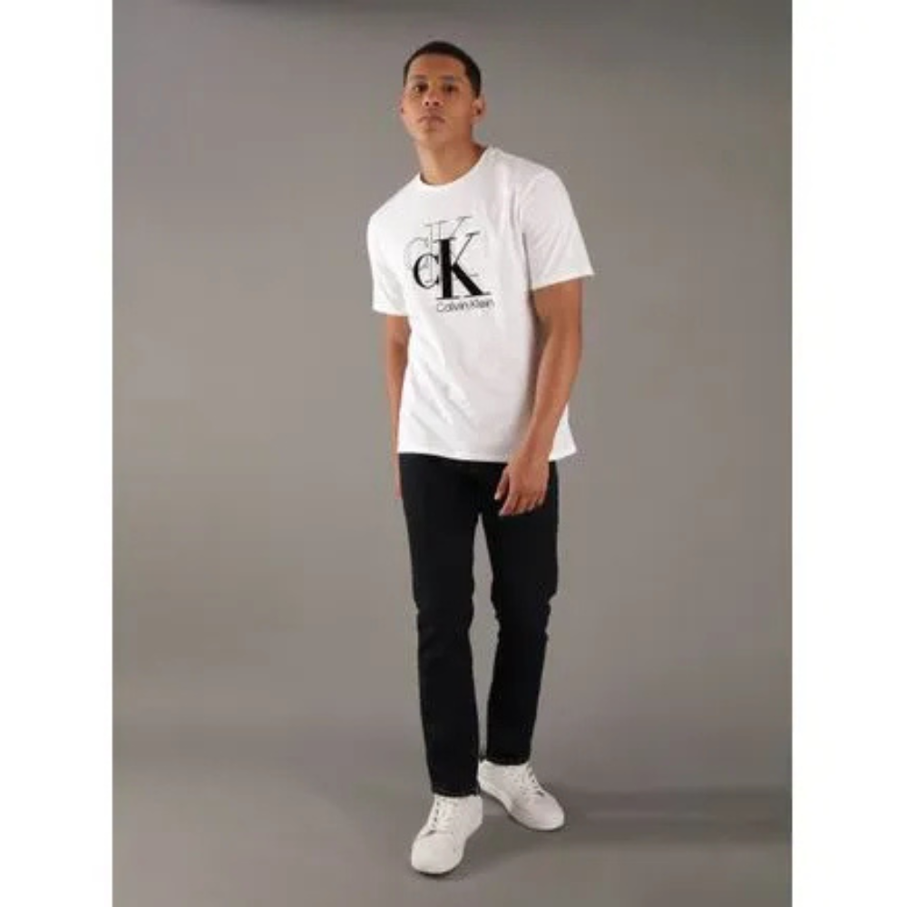 Calvin Klein T-Shirt Men's White 100% Cotton Crew Neck Pullover Tee