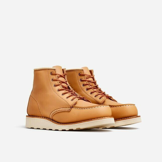 Red Wing Heritage Classic 3383 Women's Tan Leather Moc Toe 6-Inch Ankle Boots.