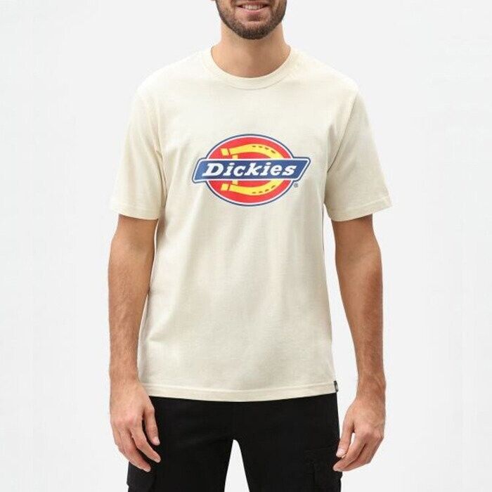 Dickies T-Shirt Men's Beige Horseshoe Logo Crew Neck Short Sleeve Pullover