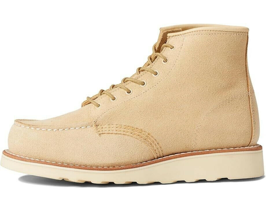 Red Wing Classic 3328 Women's Cream Leather Moc Toe Lace Up 6-Inch Ankle Boots.