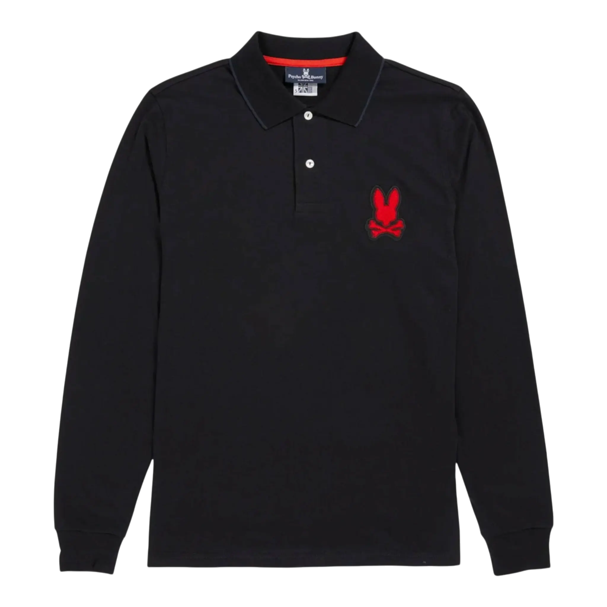 Psycho Bunny Patchin Jersey Chenille Bunny Logo Long Sleeve Polo Men's Shirt Psycho Bunny