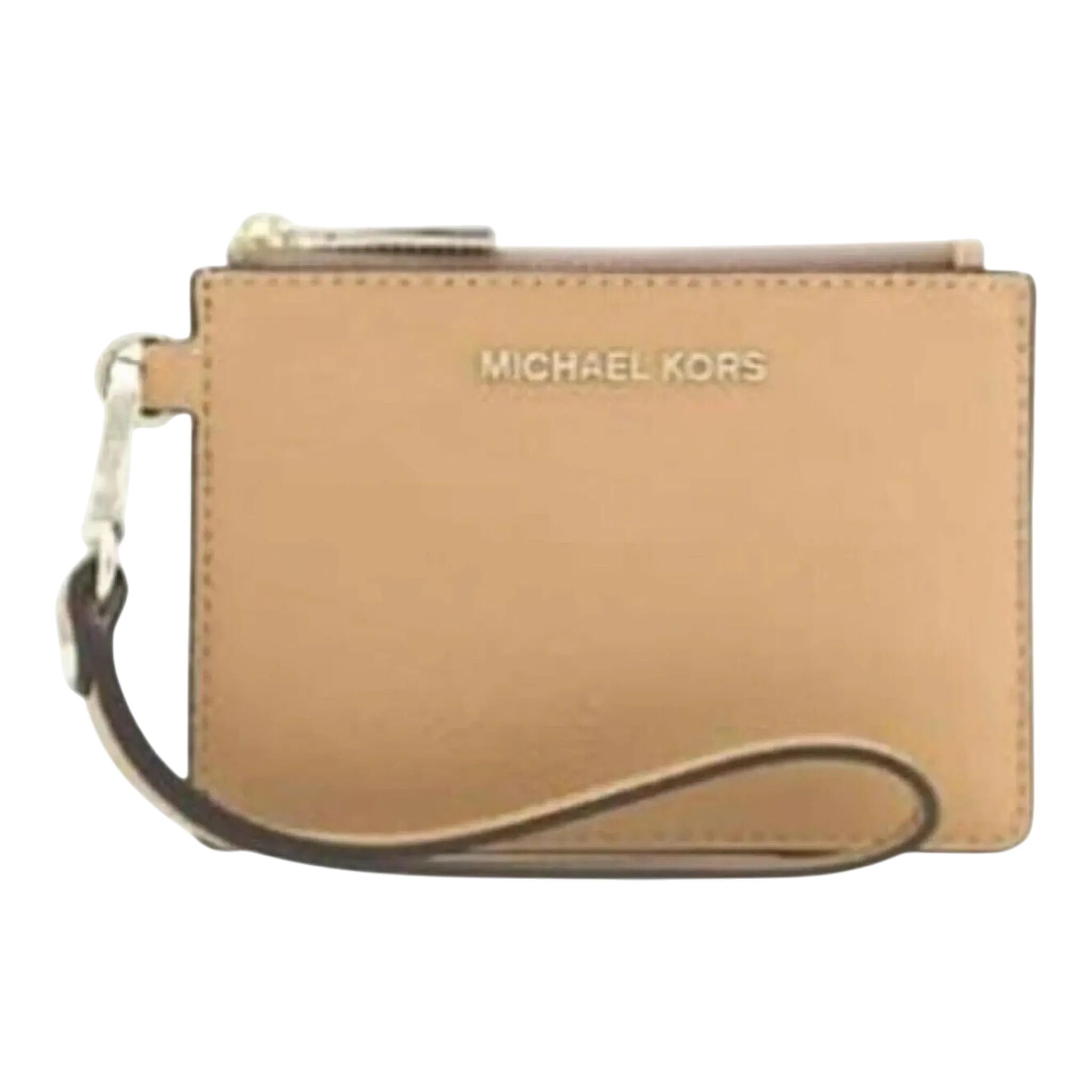 Michael Kors Wristlet Women's OS Camel Pebbled Leather Coin Purse Michael Kors