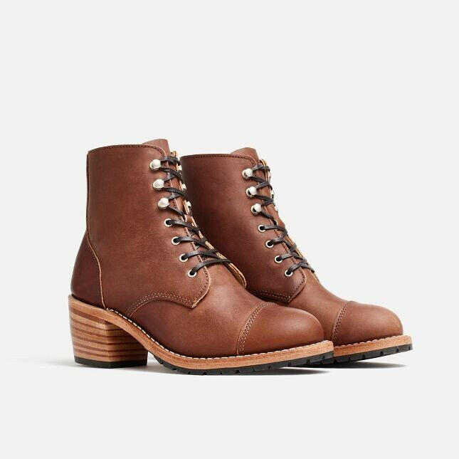 Red Wing Heritage Eileen 3399 Boots Women's Brown Leather Toe Cap Block Heel.