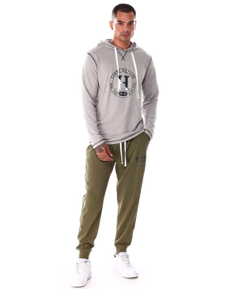 Tommy Hilfiger 09T4197-004 Hoodie Mens Gray Cotton Blend Long Sleeve Performance