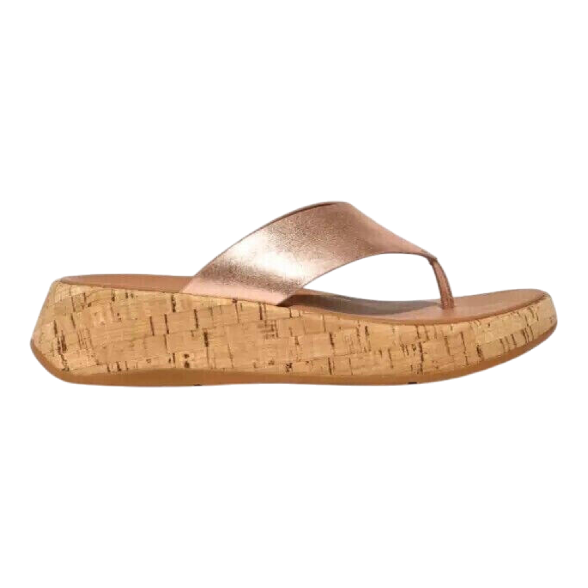 FitFlop F-Mode FT7-323 Slide Sandals Women's Rose Gold Cork Flatform Toe-Post FitFlop