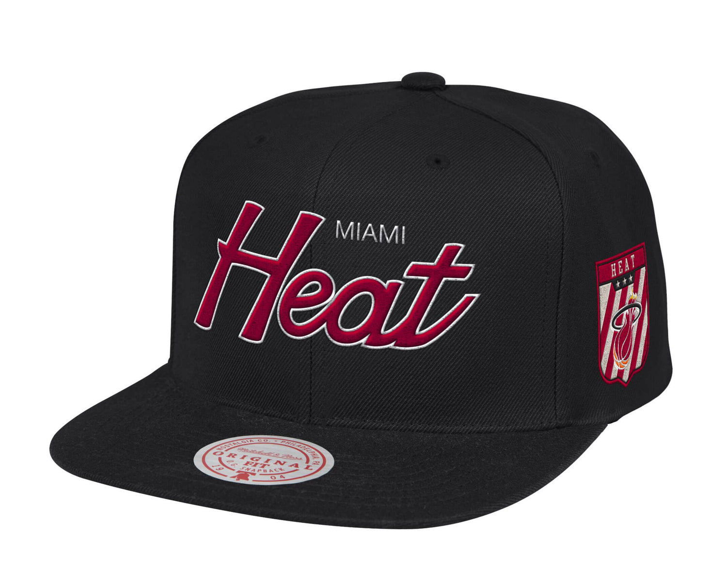 Mitchell & Ness NBA Miami Heat HWC Script Snapback Hat W/Pink Undervisor