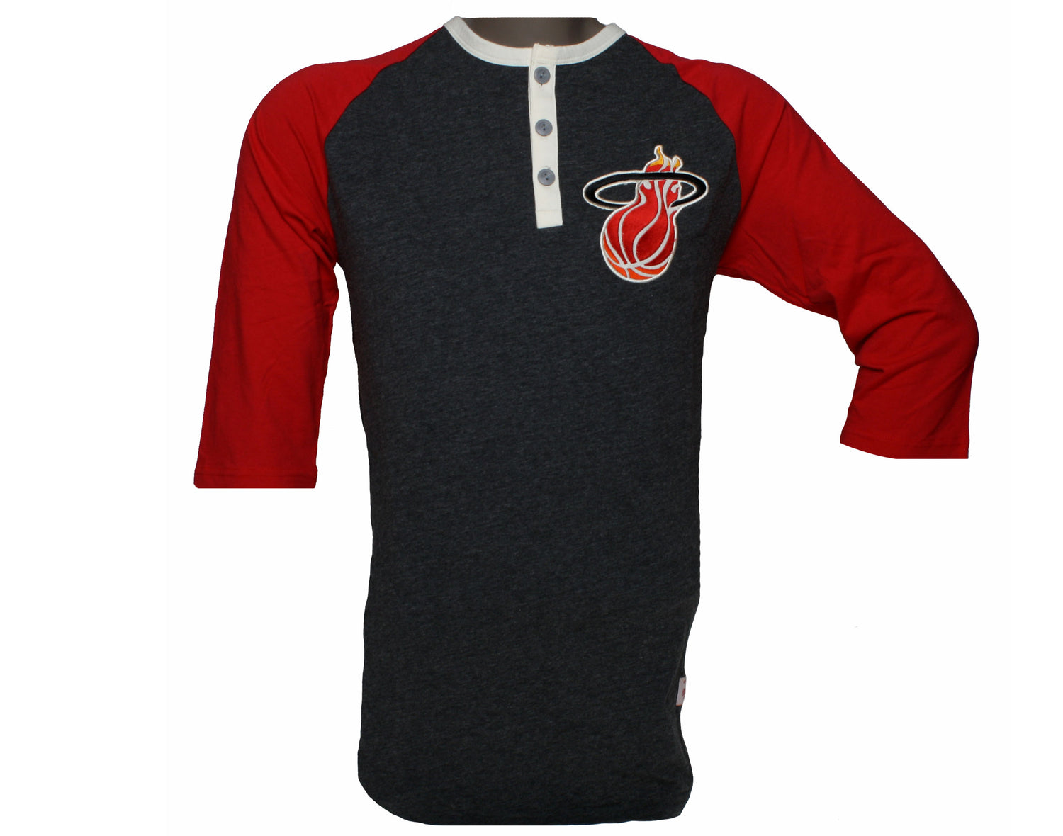 Mitchell & Ness Miami Heat Jumpball Henley 3/4 Sleeve Men's T-Shirt